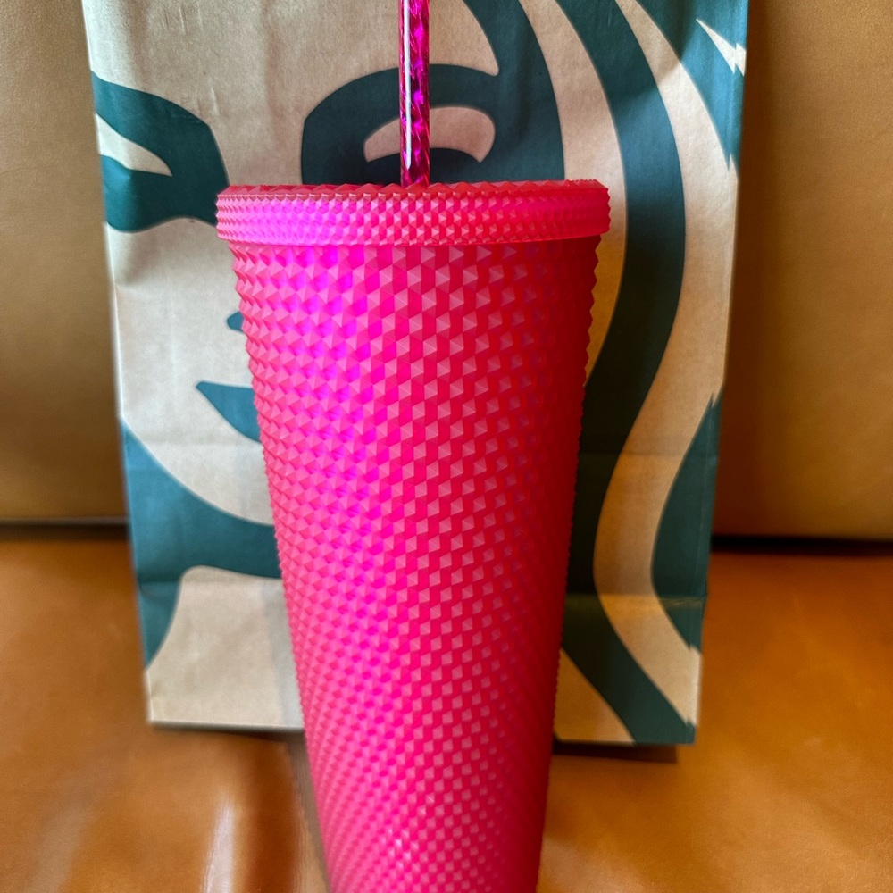 Starbucks Tumbler Ruby Pink Studded Venti 24oz - Spring 2023 - Picture 2 of 5